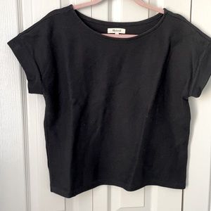 Madewell Twill Jacquard boxy-crop tee - true black